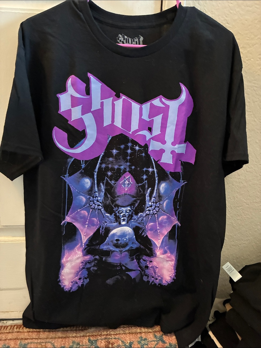 Ost Black Tee with Purple and Lavender Graphic
